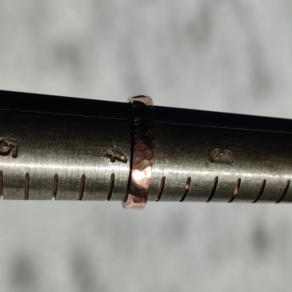Copper Ring Size 3.75 Band Minimal Texture Hammered Solid Handcrafted Made USA - Picture 4 of 8